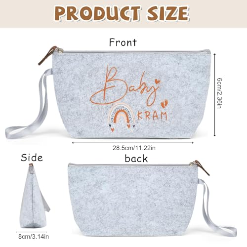 2 Stück Geschenke Für Werdende Mutter, Kosmetiktasche aus Filz, Baby Geburt Geschenk, Tasche Schwangerschaft Geschenk mit Reißverschluss, Beutel Geschenke zur Babyparty Mom Baby Kram (Regenbogen)