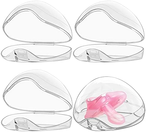Smlpuame Pacifier Case,4 Pack BPA Free Pacifier Holder Case,Transparent Container Box for Baby Binky（Not Included),Essential Pacifier Accessories,Alway Keep Paci Clean,Easy to Clean(Transparent)