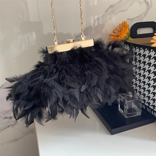 Pochette bourse en véritables plumes d'autruche de luxe