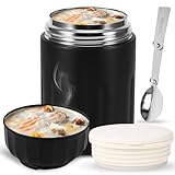 ZONJIE Thermobehälter für Essen, 600 ml BPA-freier Edelstahl-Isolierbecher für Babynahrung mit Löffel, auslaufsicherer Breiwärmer für unterwegs, Warmhaltebehälter Essen für Suppe und Müsli