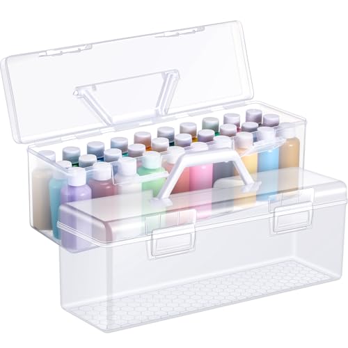 Acrylic Paint Storage Box with Handle (2 Pcs)