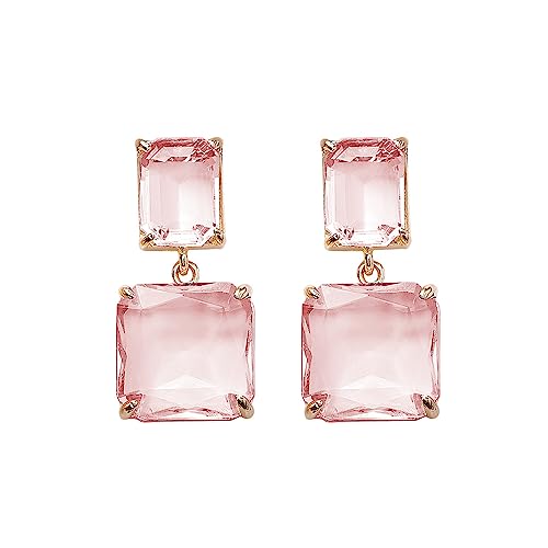 Crystal Square Earrings for Women Clear Earrings Rhinestone Geometric Earrings Transparent Rectangle Drop Earrings Wedding Bridal Birthday Jewelry for Women