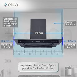 Elica 90cm BLDC filterless autoclean kitchen chimney black wall mounted design
