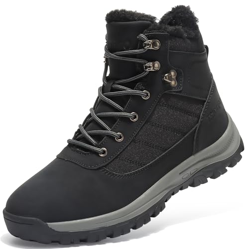 Image of TSIODFO Men's Snow Boots Outdoor Waterproof Winter Boots Fur Lined Cold Weather Shoes