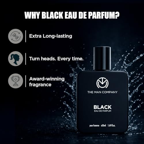 Image of The Man Company Black Eau De Parfum For Men | Fresh Woody Fragrance | Long-Lasting Scent | Evening & After-Hours Wear | 50ml