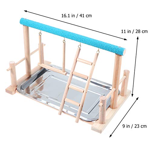 POPETPOP Bird Play Stand - Parrot Playground Wood Bird Playpen, Parrot Playstand Bird Playground Perch Gym Ladder with Toys Exercise Play - Image 5