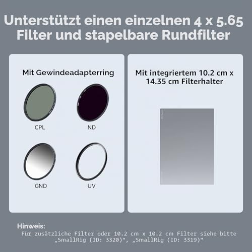 SMALLRIG Mini Matte Box Lite mit Top Flag für DSLRs und spiegellose Kameras, kompatibel mit 67mm/72mm/77mm/82mm/95mm Objektiven, kommt mit Filtereinsatz - 3575