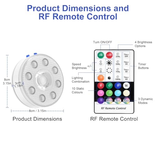 Poolbeleuchtung Unterwasser LED mit Fernbedienung - LUXJET 2 Stück Wiederaufladbare Magnetische Pool lichter Unterwasser mit IP68-Wasserdicht, Unterwasser Licht für Garten Pool Aquarium Teich