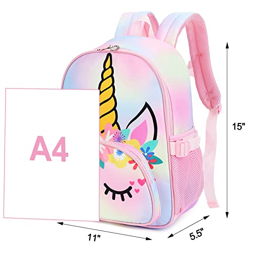 Btoop Kids Backpack Girls School Backpack Preschool Kindergarten Unicorn Toddler Bookbag With Chest Clip (Tie Dye Headband) #TOP2
