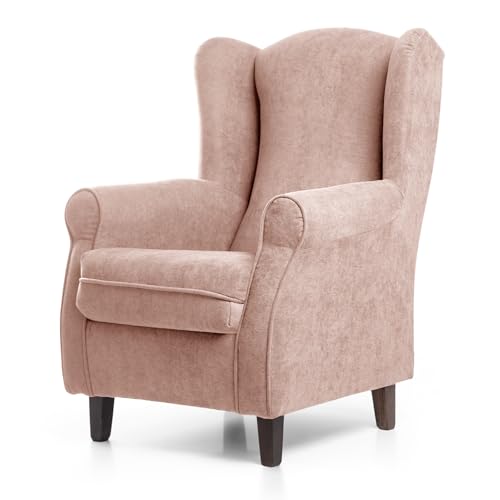 Sueños ZZZ Irene   Silla de lactancia acolchada (tejido antimanchas, color salmón, sillón para dormitorio, salón o habitación de bebé