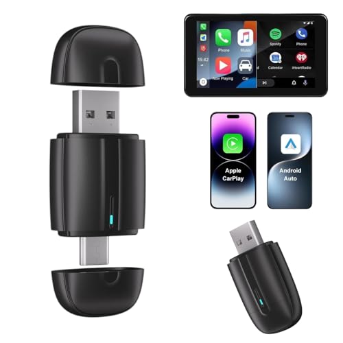Image of 2-in-1 Wireless CarPlay & Android Auto Adapter | Converts Factory Wired CarPlay & Android Auto to Wireless | Plug & Play | USB-A & Type-C | BT v5.4 + 2.4G /5G WiFi Fast Auto Connection