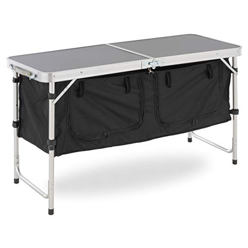 Faltbarer Campingschrank von Nexos Trading mit Stauraum und Alu Campingtisch