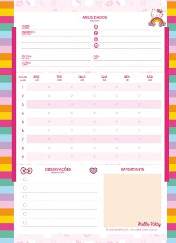 JandaIA - Caderno Neo com Pauta Inteligente Univ 1 matéria 80fls reposicionáveis - Hello Kitty