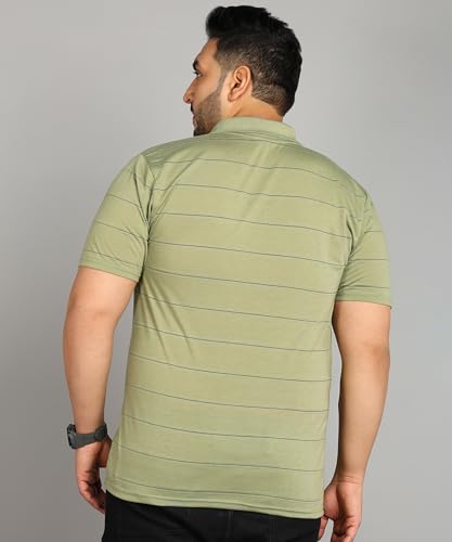 Image of INKKR Plus Size Men's Regular Fit Striped Polo Tshirt Combo