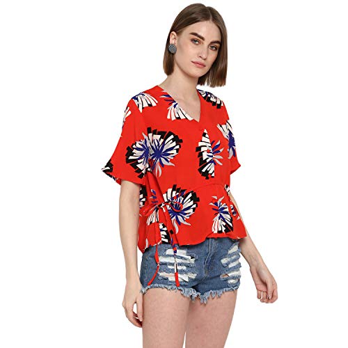 Image of Mode By Red Tape Women Orange Printed Blouse /Top