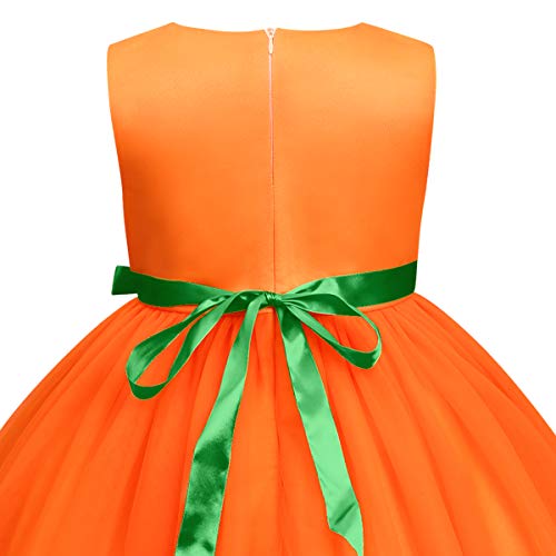Toddler Baby Girls Halloween Pumpkin Dress Ghost Costume Kids Princess Pageant Birthday Party Polka Dot Bowknot Gown Carnival Fancy Dress Up Cosplay Holiday Photo Props Orange Pumpkin 12-18 Months #TOP4