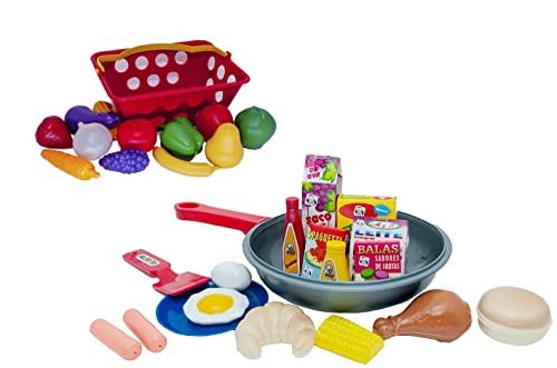Brinquedo Menino Menina Cozinha Infantil Chef 31 peças Frigideira Frutas e Legumes