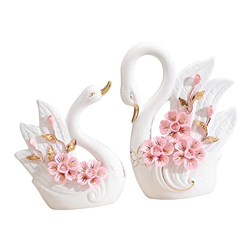 Estatuas de cisnes pareja para centro de mesa set 2 miniatura 5