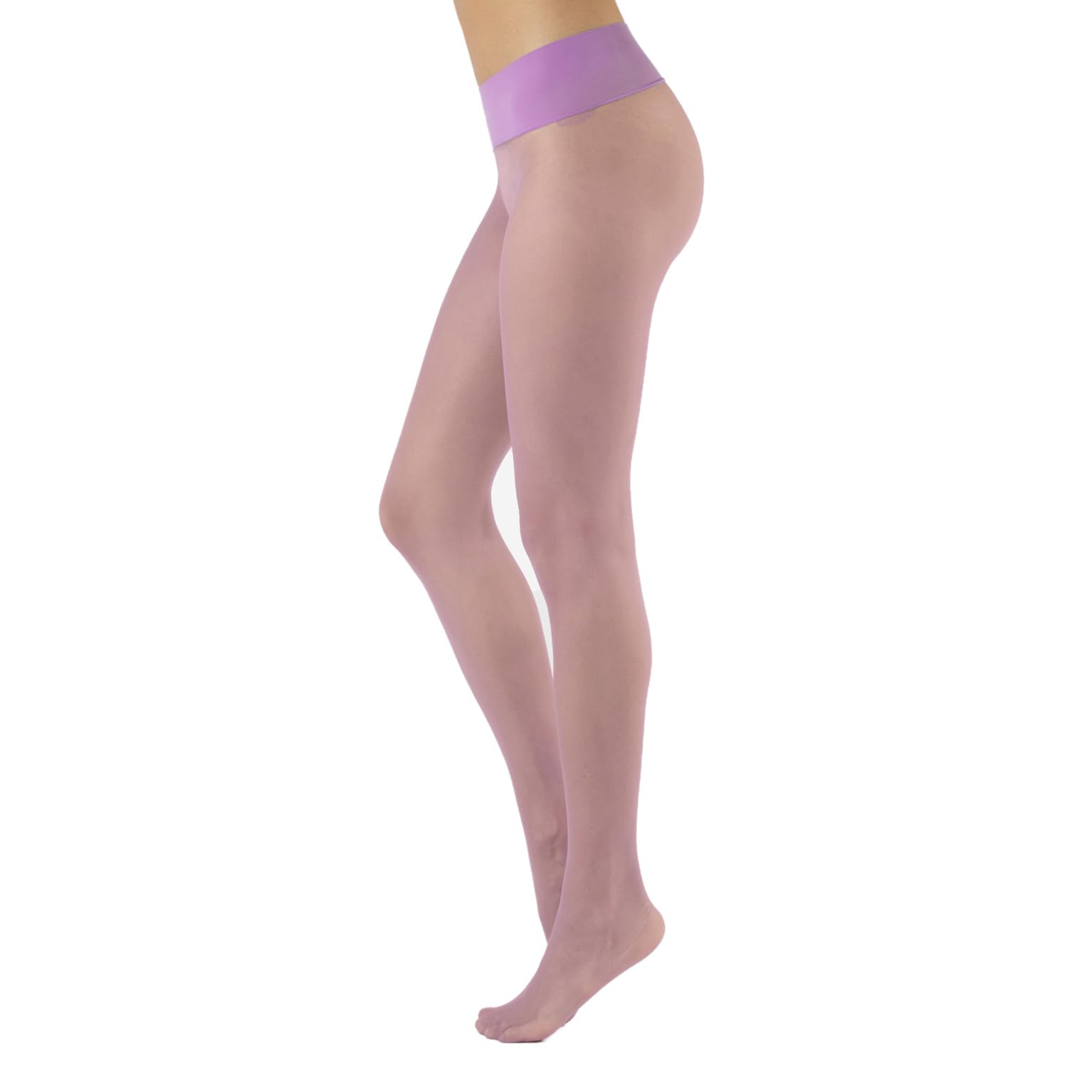 CALZITALY Seamless Sheer Tights Plain or with Polka Dots | Black, Skin, Blue | S, M/L, L/XL | 15 DEN | Made in Italy (M-L, Lilac)