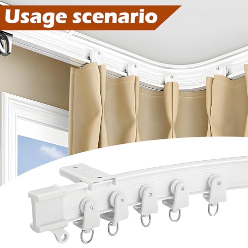 Miniatura 5 de Riel De Cortina De Techo Flexible De 5 M, Color Blanco, Curvado Con Ruedas Silenciosas, Ideal Para Ventanas De Ducha, Separadores De Habitaciones De Autocaravanas, Privacidad Y Decoración Del Hogar