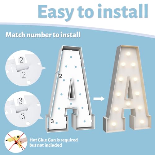 4FT Marquee Light Up Letters A,Party Decoration Large Marquee Letters with Weighted Water Bag,Pre-cut Foam Board Set Can Be Used for Birthdays,Weddings,Baby Anniversaries by Teebloom - Image 5