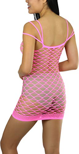 Image of ToBeInStyle Women's Stretch See Through Fishnet Novelty Mini Rave Party Dress