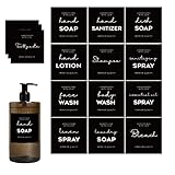 36Stück wasserdichte Etiketten für Flaschen, minimalistische Bauernhaus-Handseifenspender, Etikettenaufkleber für Badezimmer, Küche, Geschirr, Lotionspender, Shampoo, Conditioner, 7,5 x 7,1cm (schwarz