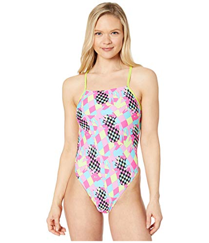  Speedo Print Turnz Fixed Back One-Piece Pink/Turquoise 24