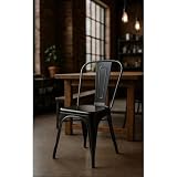 Orion91 ORION91oficial® - Silla Acero Beta Negro Satinado Apilable (85x43x45 cm) Estilo Industrial, Convertible a -Pack x6