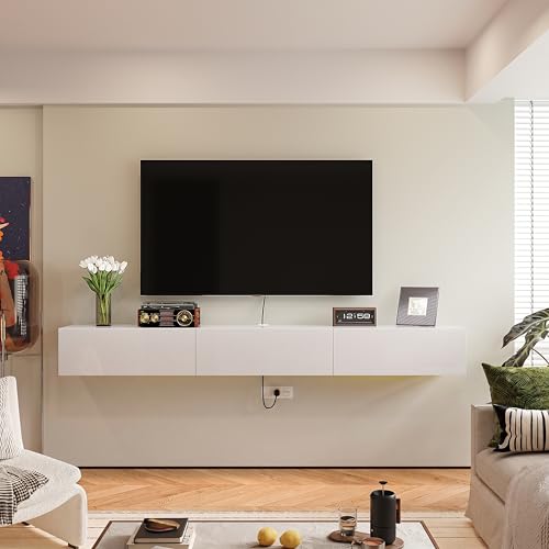 With 3 Doors,modern Floating Tv Console Cabinet With Storage