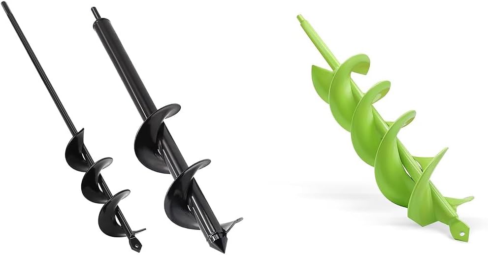 Auger Drill Bit for Planting - 3.5" x 16" and 1.6" x 16.5",TCBWFY 3"x16.5" Garden Auger,Solid Shaft Dual-Spiral High Efficiency Auger Drill Bit for Planting