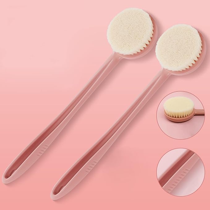 Glitzn Bath Body Brush With Soft Comfortable Long Handle Gentle Exfoliation Improve Skin's Health And Beauty Wet Or Dry Brushing Back Scrubber For Shower 1