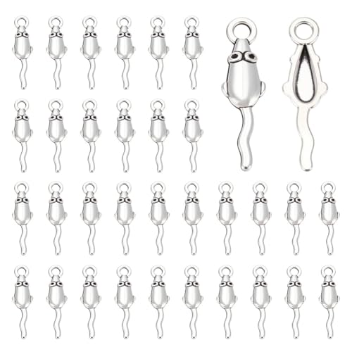 CRAFTYMELODY 150Pcs Mouse Charms Tibetan Style Zinc Alloy Mouse Pendant