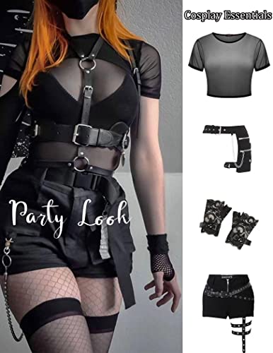 Avidlove Mesh Crop Top for Women Short Sleeve Bodycon Tees Y2k See Through Blouse O Neck Clubwear3