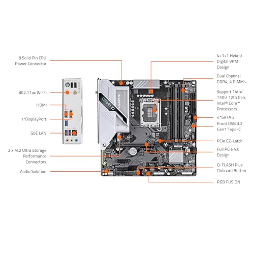 Image of MICRO CENTER CPU Motherboard Combo - Core i5-14600K 14(6P+8E) Cores up to 5.3 GHz Unlocked Desktop Processor with GIGABYTE B760M Gaming Plus WiFi DDR4 LGA1700 Motherboard