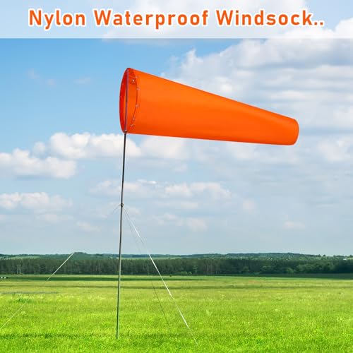 Image of Shimeyao 1 Pcs 18 x 60 Inches Heavy-Duty 420d Nylon Windsock UV & Weather Resistant Wind Sock for Outside with Dual Swivel Clips for Airport Runway, Helipad, and Industrial Sites