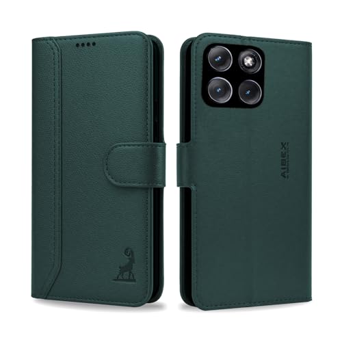 Image of AIBEX Compatible for Motorola Edge 70 Pro Plus 5G / Motorola Edge 70 Pro 5G Flip Cover Leather Finish | Inside TPU with Card Pockets | Wallet Stand | Complete Protection Flip Case Green