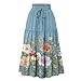 Summer Maxi Skirts for Women 2026 Fashion Boho Long Skirt Trendy Floral High Waist A Line Beach Skirt Vacation Outfit 03-Sky Blue Medium