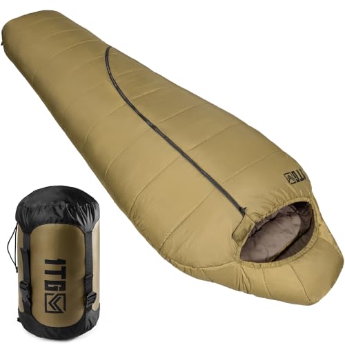 Mummy Sleeping Bag for Adults, 36°F Comfort, Backpacking...