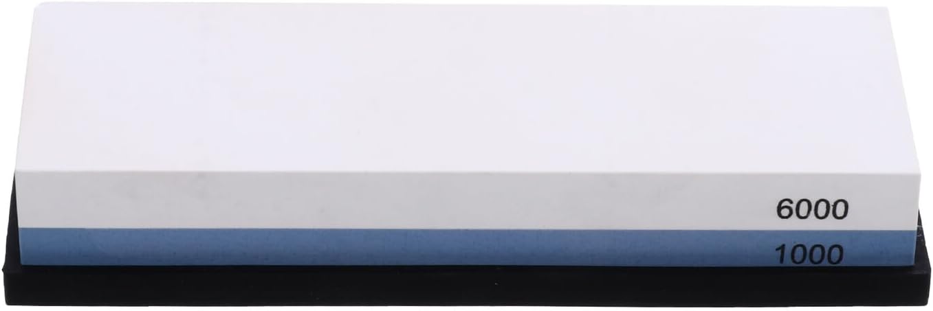 POPETPOP Grit Dual-sided Sharpening Stone with Silicone Base Compact Kitchen Grinding Tool for Household Knife Sharpening White Alumina Stone for Scissors and Cutters Random Color