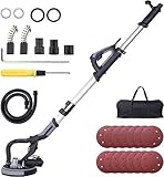 Drywall Sander, 750W Electric Drywall Sander with Vacuum Dust Collection 7 Variable Speed 900-1800 RPM with LED Light, 14 Pcs Sanding Discs, Extendable & Foldable Handle