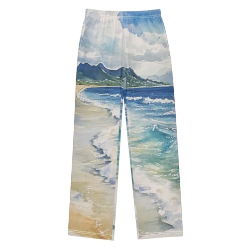 Boys' Pants Beach Waves Painting Long Bottoms Jogger Pants Elastic Waist Trousers with Pockets S-XL