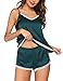 Ekouaer Sleepwear Womens Sexy Pajamas Set Silk Lingerie 2 Piece Satin Cami Shorts Set PJS Wife Gift Green Mudiem