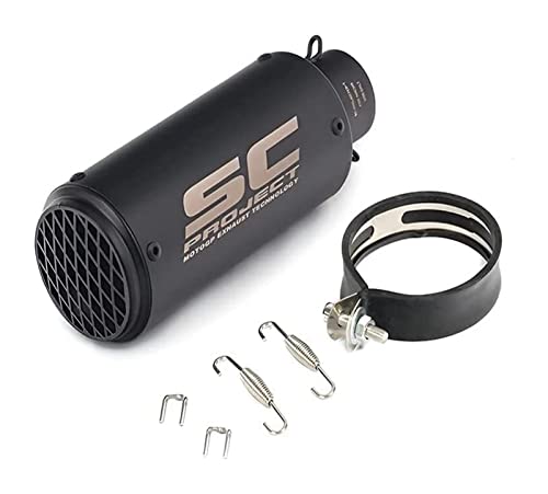 Silenciador de tubo de escape de motocicleta, silenciador de escape de motocicleta de barril pequeño de acero inoxidable con barra de hierro, tubo de escape universal for ATV Street (red negra, 51 mm) Cover