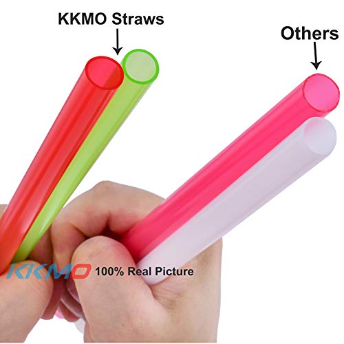 Kkmo Angled Tips 10 Pcs Reusable Boba Smoothie Straws - Multi Colors Jumbo Wide Reusable Straws, Bpa Free Food-Grade Plastic Straws For Bubble Tea(Tapioca, Boba Pearls), Milkshakes With 2 Brushes #TOP2