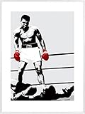 Muhammad Ali Poster Kunstdruck Bild und Kunststoff-Rahmen - Die Boxhandschuhe des Siegers (80 x 60cm)
