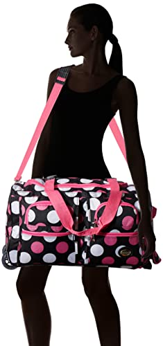 Rockland Rolling Duffel Bag, Multi/Pink Dot, 22-Inch