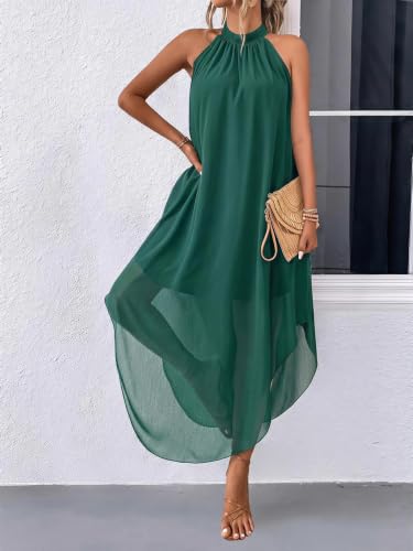 Image of Verdusa Women's Wedding Guest Dress Halter Flowy Chiffon Long Bouncy Dress
