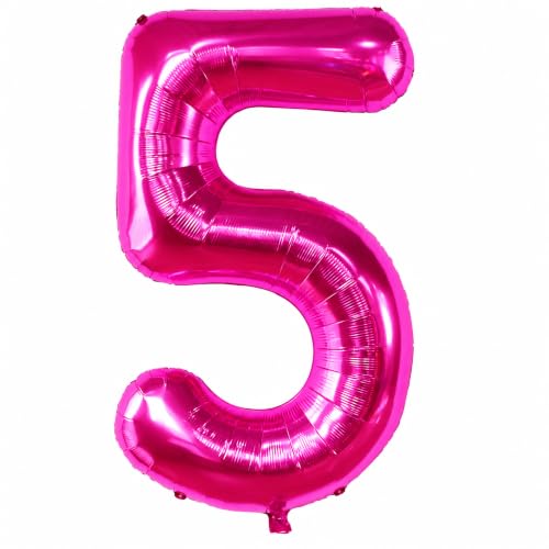 Image of KatchOn Giant Hot Pink 5 Balloon Number - 40 Inch | 5 Birthday Decorations | 5th Birthday Balloons For 5th Happy Birthday Decorations | Five Number Balloons For Pink Party Happy Anniversary Decorations