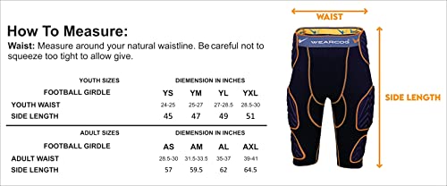 Wearcog Adult Football Girdle For Men, 7 Padded Integrated Football Pads With Hip, Tail, Thigh Pads And Cup Pocket Medium Size #TOP6